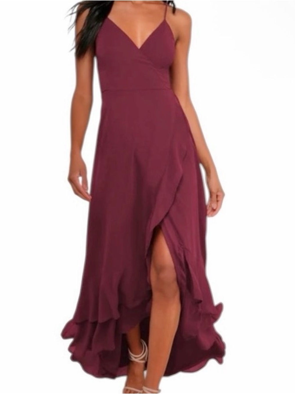 Lulus In Love Forever Plum Lace-Up High-Low Maxi Dress